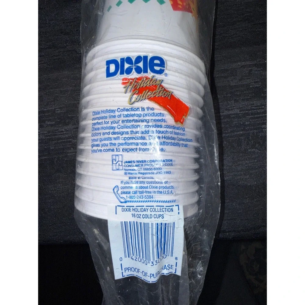 Vintage 1993 Dixie Holiday Collection 16 oz Cold Cups Deer Design 20 Count NOS